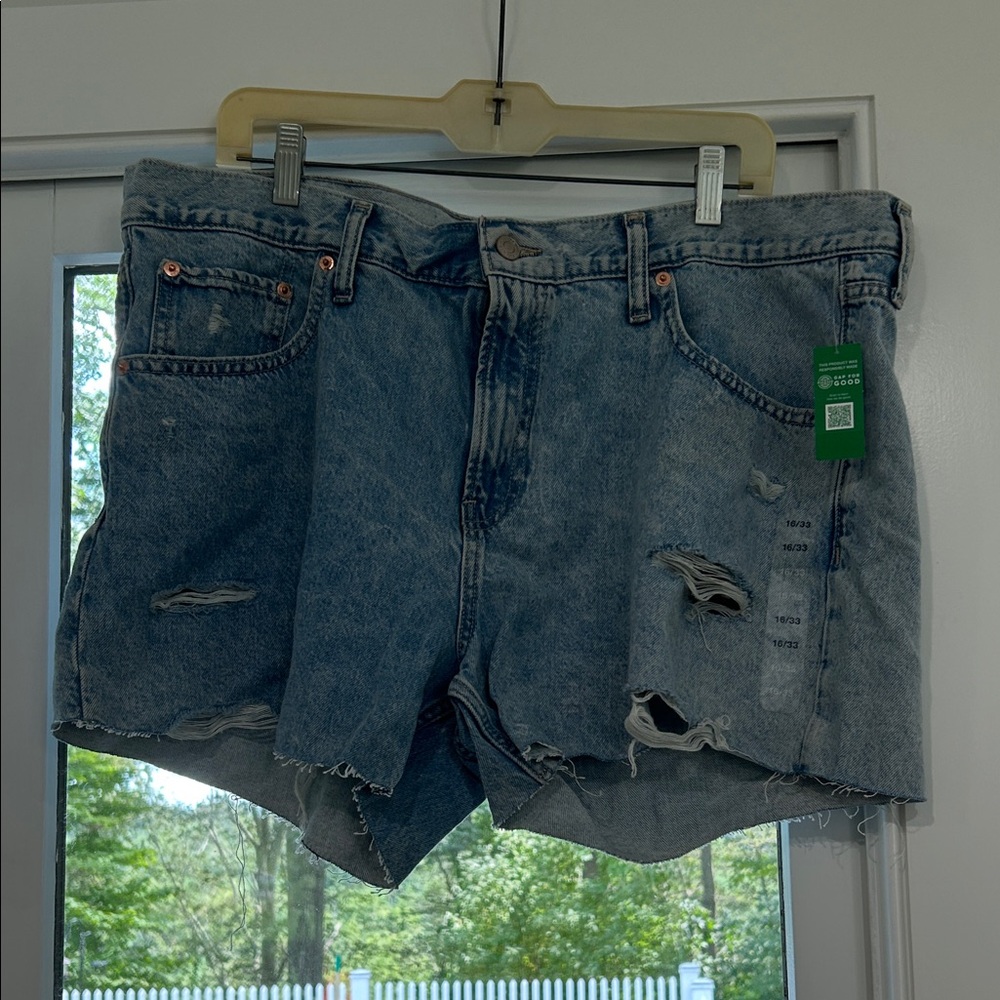 GAP Blue Distressed Jean Shorts